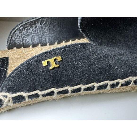 TORY BURCH Max Black Suede Flat Espadrille‎ Mules Slip On Shoes Women's 6.5 - Picture 6 of 10